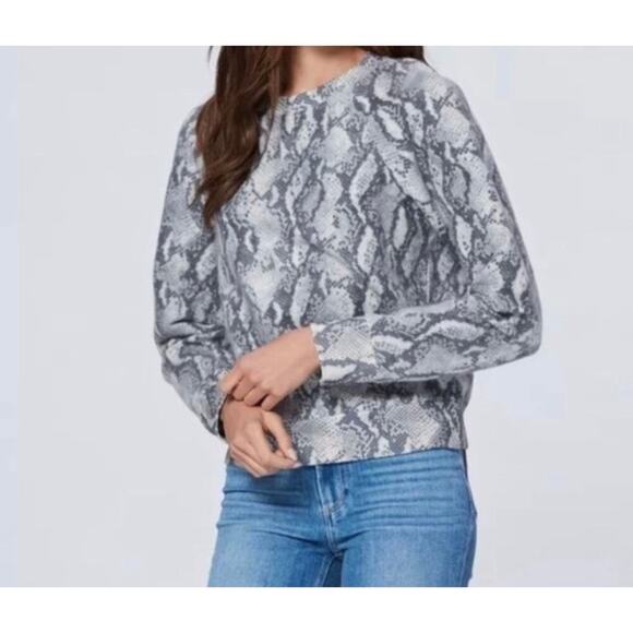 Paige Women's Size M Daytona Roccia Python Sweatshirt Cream Black - Picture 1 of 9